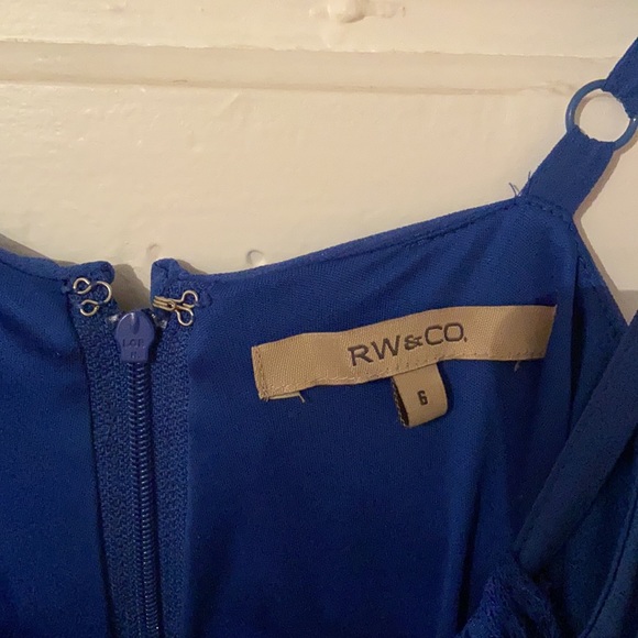 Royal blue, lace detail halter top ankle length dress, RW&Co size 6 - Picture 2 of 5